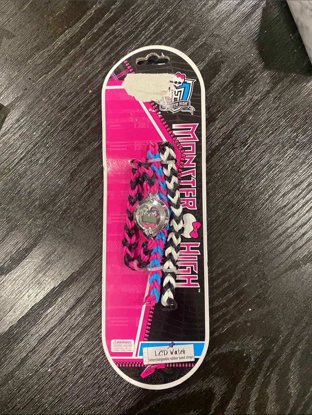 Monster High Pink Black Blue Braided Watch & Bracelet Set